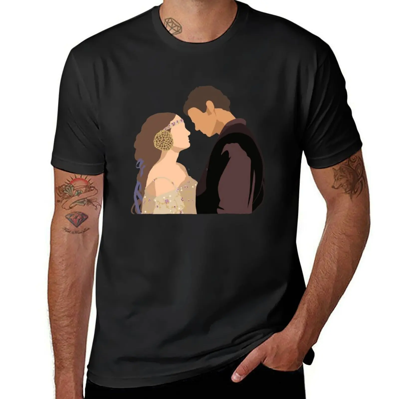 Anakin and Padme-Attack of the Clones T-Shirt customizeds sports fans heavyweights Men's cotton t-shirt