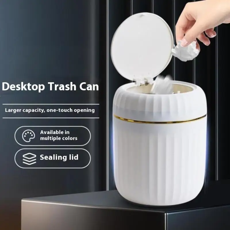 Mini Desktop Trash Can Table Garbage Waste Bin Sundries Barrel Storage Box Office Desk Dustbins Home Bedroom Organizer Supplies