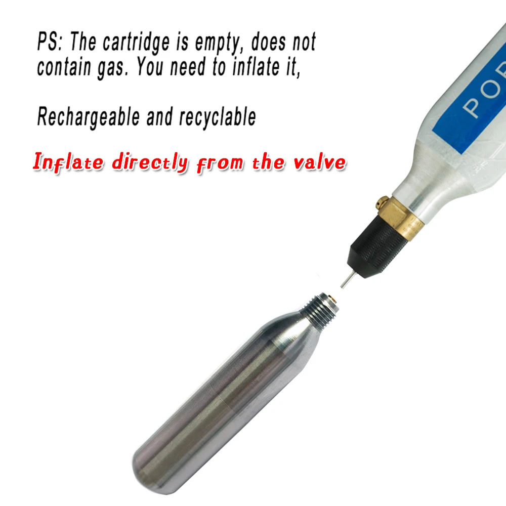 8 g/12 g/16 g nachfüllbares CO2-Patronen-Set für Fahrradreifen, Soda-Maker, tragbarer CO2-Zylinder-Ladegerät-Adapter mit Sicherheitsventil – Detail 7