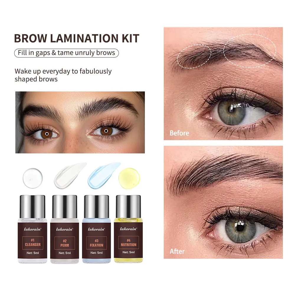 Semi-permanent Brow Lift Perming Eyebrow Brow Lamination Kit with Cling Film Nutrition Keratin Perming Lotion for Home Use