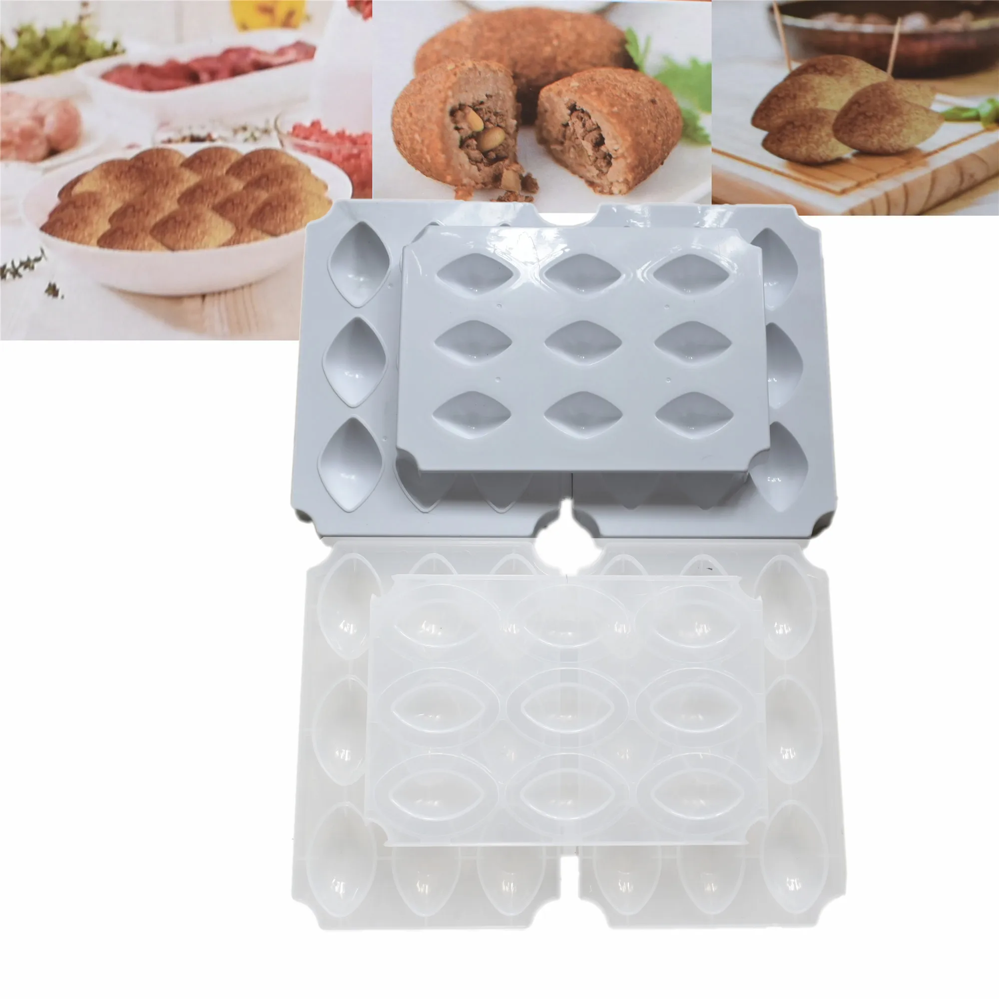 NEW 9 Holes Manual Kibbeh Meatball Maker Meatloaf Mold Press Minced Meat Processor Cake Desserts Pie Kitchen Tools