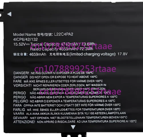 

L22C4PA2 L22L4PA2 L22M4PA2 Laptop Battery For Lenovo LEGION SLIM 5 14APH8 R9000X(2023) L22B4PA2 L22D4PA2 5B11N45950