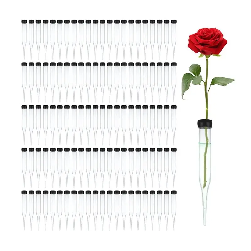 Floral Water Tubes 4 Inch- Plastic For Flower Water Tubes(100-Pack), Includes Caps, Designed For Single For Flowers