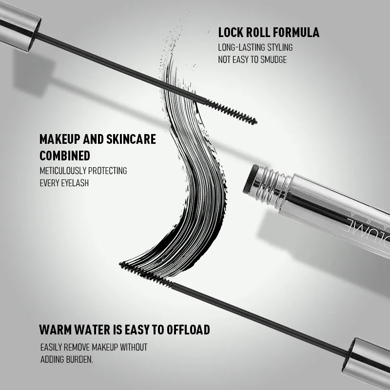 Mascara imperméable longue durée, Micro brosse à graver de 2mm, recourbé, allonge le volume, anti-taches, sans grappes