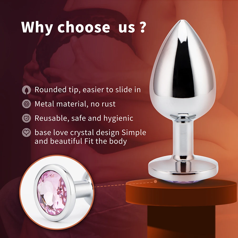 3 Sizes Anal Plug Mini Round Smooth Metal Stainless Steel Crystal Butt Plug Stimulator Smaller Sex Toys For Women Men Anus Plugs