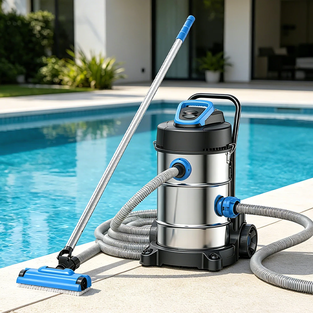 Wet Dry Handheld Pond Vacuum Cleaner Equipped With Multiple Suction Heads For Fish Pond Swimming Pool Cleaning