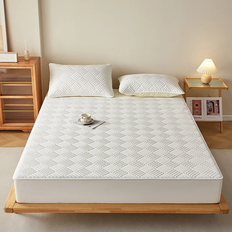 1pc New Quilted Fitted Sheet (Pillowcase Not Included) Regular Washable Mattress Cover Queen Size King Size Mattress Protector