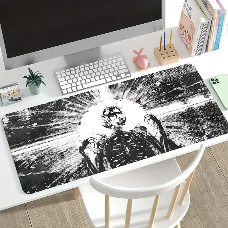 Black White Skeleton Mouse Pad Large Anti-Slip Rubber Gaming MousePad Durable Suitable for Office and Gaming Desk Mats