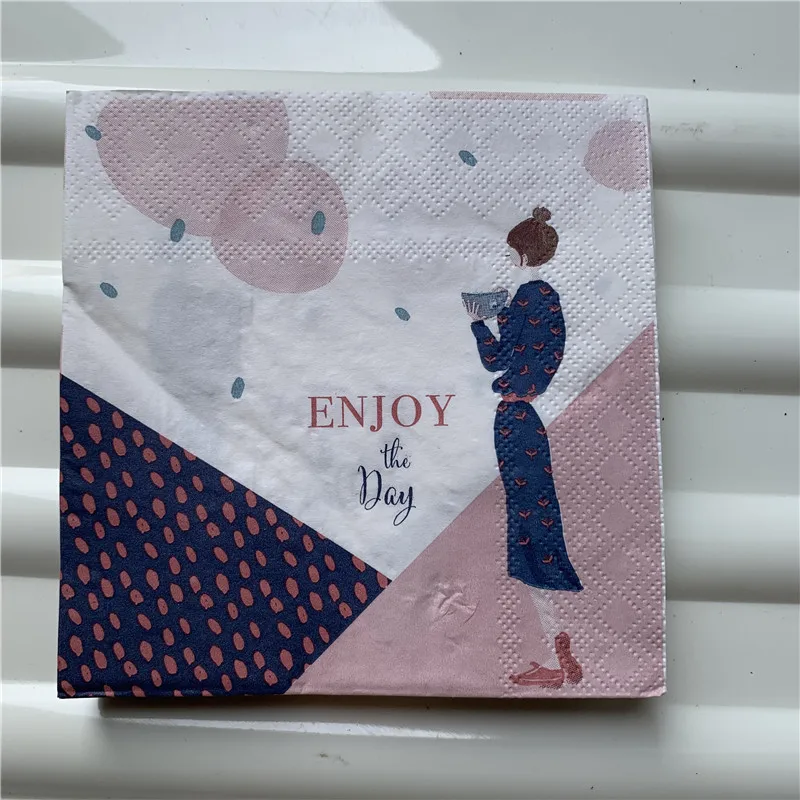 25cm smaller paper napkin tissue flower deer bike heart handkerchief oil craft decoupage girl boy kid birthday party serviettes