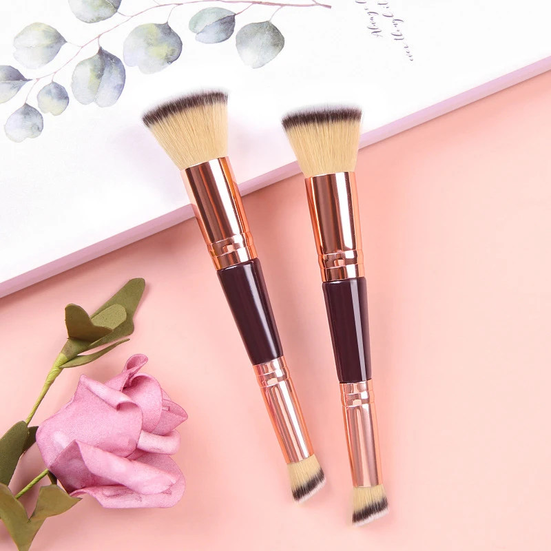 【1Pc Double Ended Contour Brush Sculpting Brush Powder Blush Brush Makeup Brushes Cosmetic Tools Facial Brush】