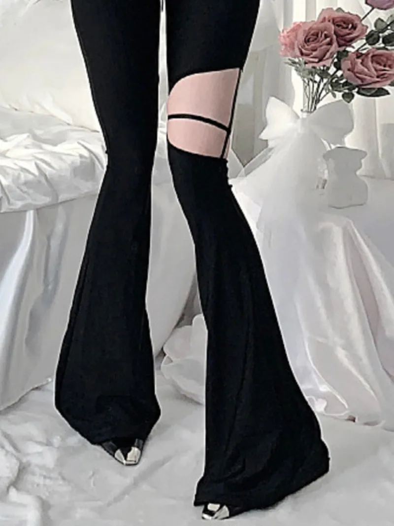 Outdoor Dating For Couples Pants Fashion Sexy Black Korean Women Sexy Open Stop Tight Pants Zipper Open Crotch Sweet NC8T