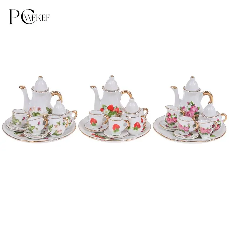 

8Pcs/set 1:12 Dollhouse Miniature Dining Ware Porcelain Tea Dish Cup Plate