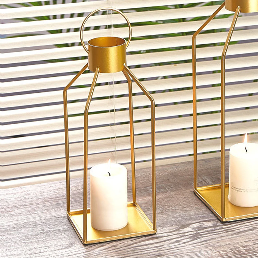 

Golden Iron Holder Small Desktop Decor For Tea Light Vintage Rustic Wedding Metal Candlestick Table Ornament