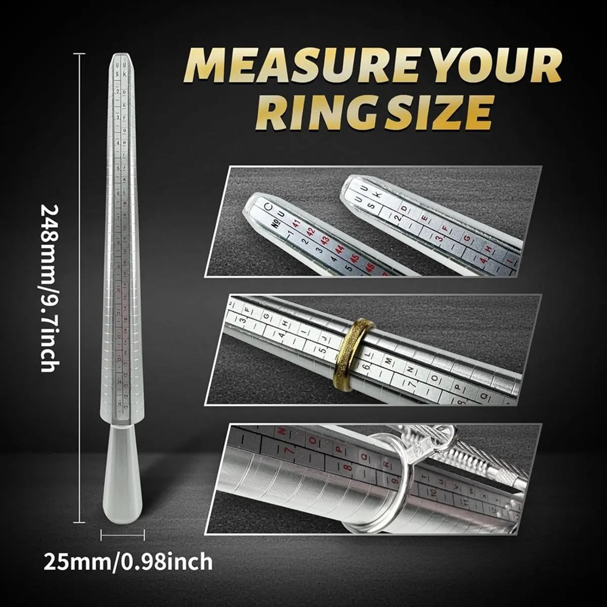 Ring Sizer Mandrel Measuring Tool, Jewelry Rubber Mallet Hammer, Wire Wrap Rings Tools, Metal Finger Size Stick [2026 MOCC]