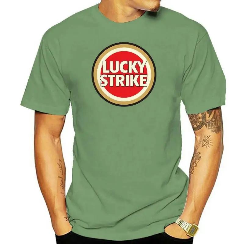 Lucky Strike Cigarette T Shirt Vintage Nostalgic Smoking Cotton Graphic Tan Tee Fashion Men T Shirts Round Neck