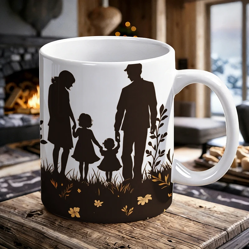 

1PCS Cozy Family Photo Ceramic Mug, Coffee Mug, Milk Cup, Office Tea Cup, Drinking Cup, Does Not Fade, Gift for Friends