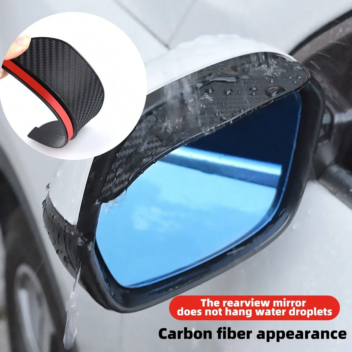 Car Rain Shield Mirror Eyebrow Anti-Reflective Mirror Waterproof Sticker Temporary Rain Board Water Blocking Board for Rearview