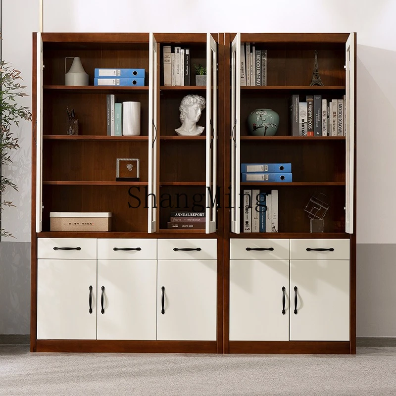 

ZYY solid wood home simple modern oak study furniture with glass door free combination floor