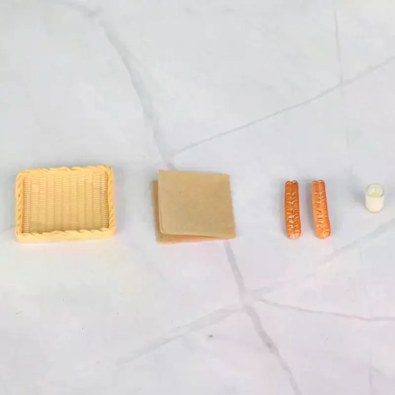 5Pcs Doll House Kitchen Accessories Miniature Ornaments For Dollhouse Soy Milk And Fried Dough Sticks Set Pretend Play Toy Model
