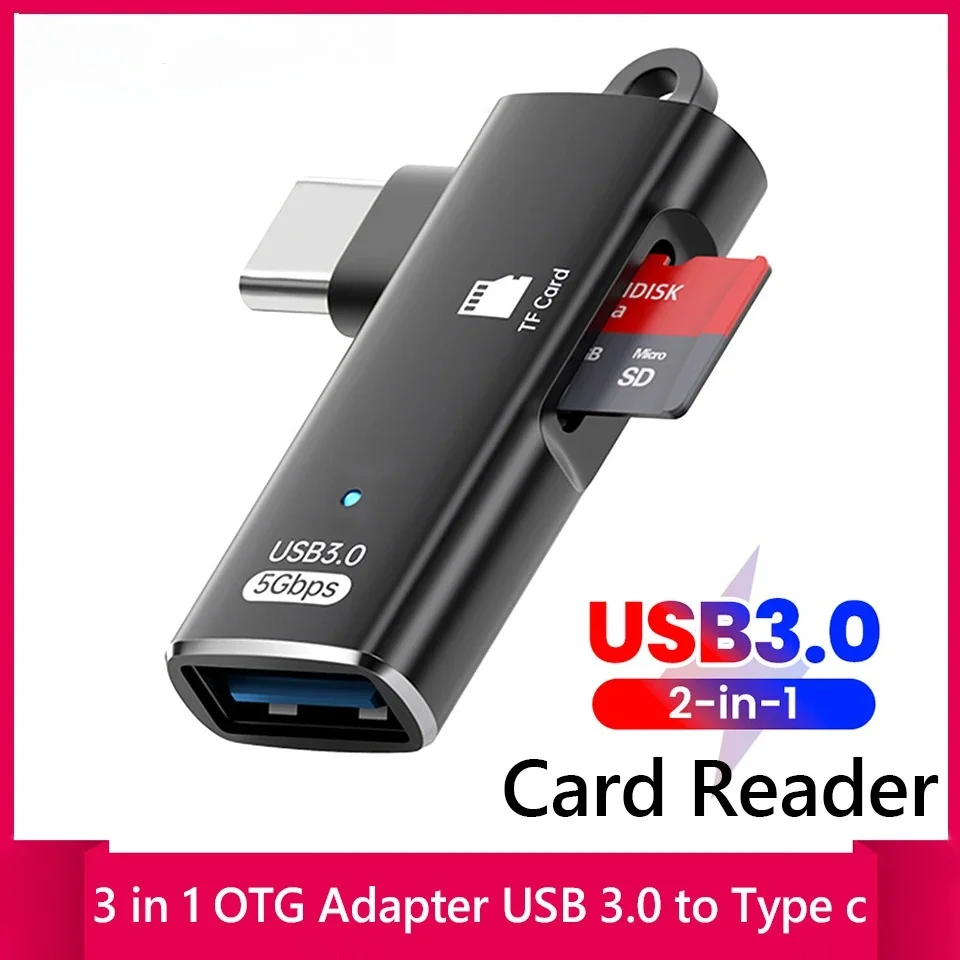 USB 3.0 Type C OTG Adapter High Speed TF Micro SD Card Reader for iPhone 15 16 Android Phone Tablet Connector for Keyboard Mouse