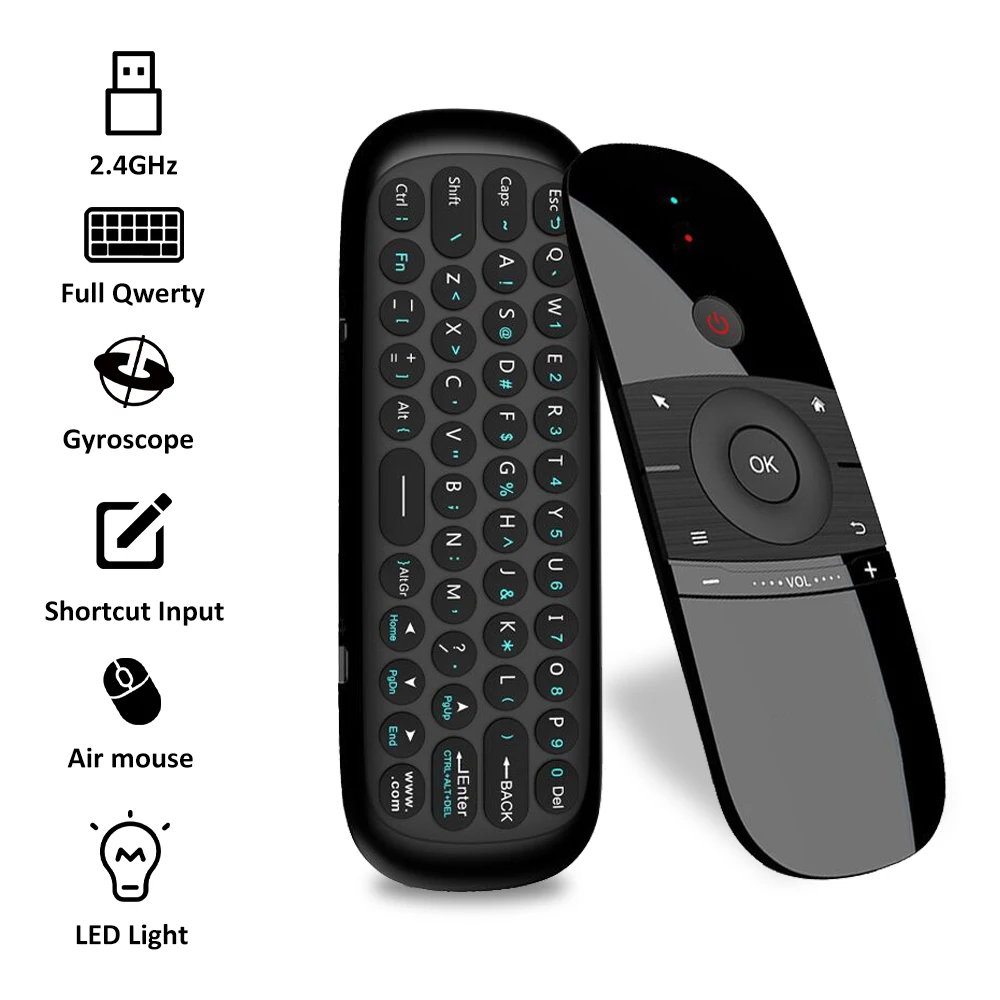 W1 Air Mouse Wireless Keyboard Remote Control 2.4G IR Learning 6-Axis gyroscope Motion Sense for Smart TV Android TV Box PC