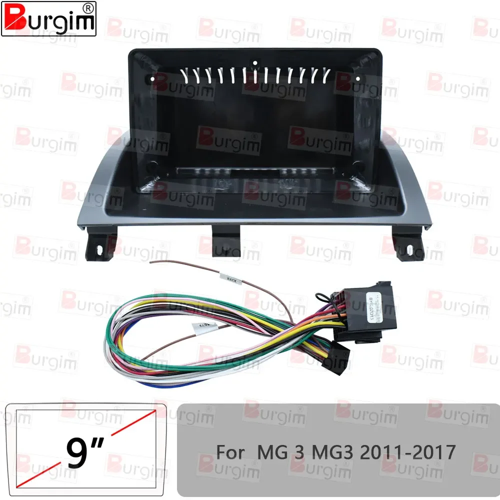 Car Radio Fascias Frame For MG 3 MG3 2011-2017 9 inch 2DIN Stereo Panel 16PIN Wiring Harness Power Cord Cable Adapter Connector