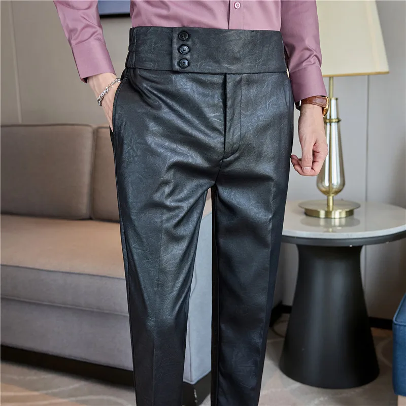 High-end Fashion Glossy Jacquard Design High Waisted Trousers Neapolitan Draped Casual Business Formal Office Social Suit Pants