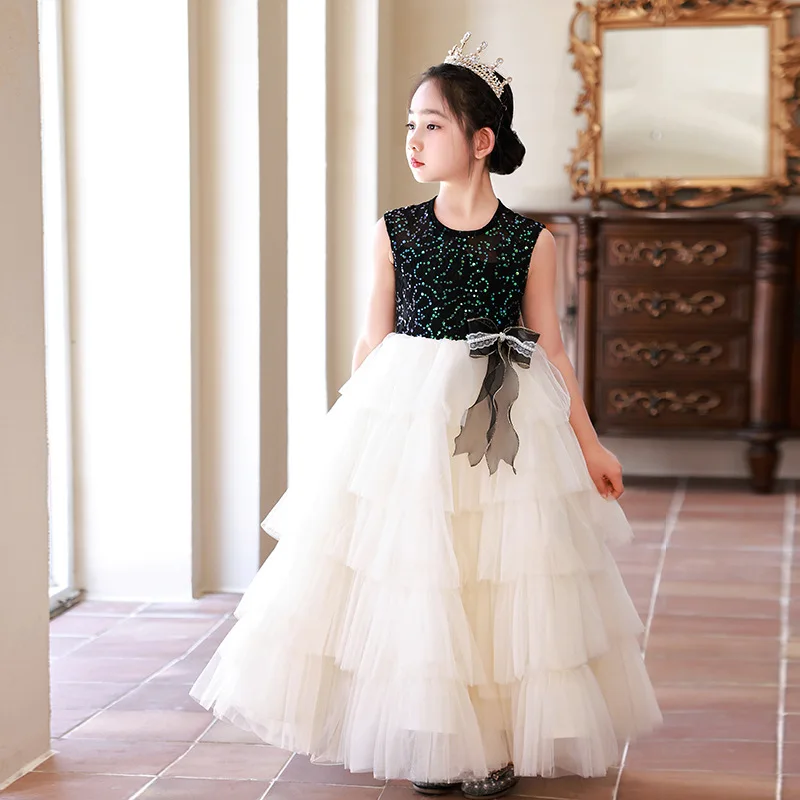 Vestidos de princesa con diamantes brillantes para niña, esmoquin Formal para graduación, fiesta de cumpleaños y bodas, 2024