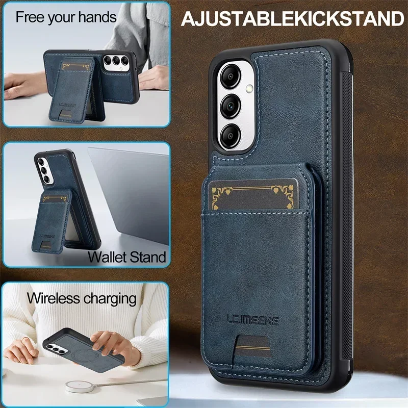 Etui S25 S24FE Funda for Samsung Galaxy S23 S22 S21 S25 Ultra S25+ S20 S23 FE S22+ Plus 5G Luxury Magnetic Card Slot Phone Case