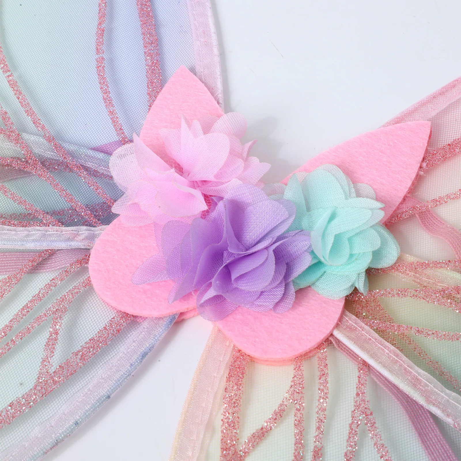 Ailes de Cosplay d'ange pour adultes et filles, fausses fleurs colorées à paillettes, ailes de papillon, accessoires de spectacle sur scène pour Festival