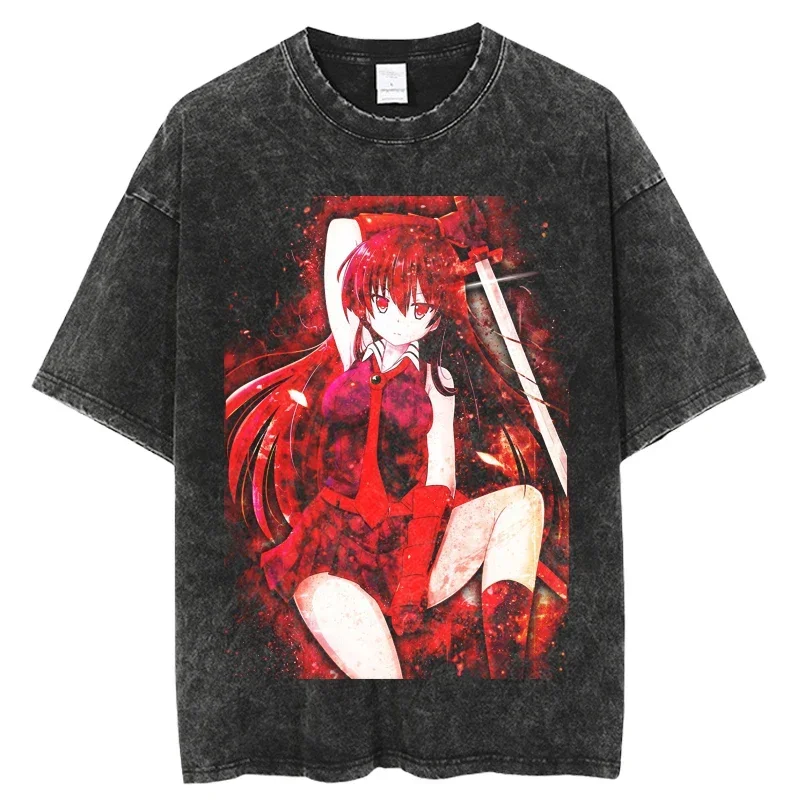 2025 Akame Ga Kill Oversized Washed T Shirts Anime Men T Shirt Print Clothes Kawaii Graphic Streetwear T Shirt Harajuku Tops