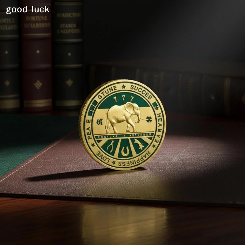 Lucky Four Leaf Clover Painted Coin 4cm Round Metal Souvenir Challenge Commemorative Coin For Home Decor