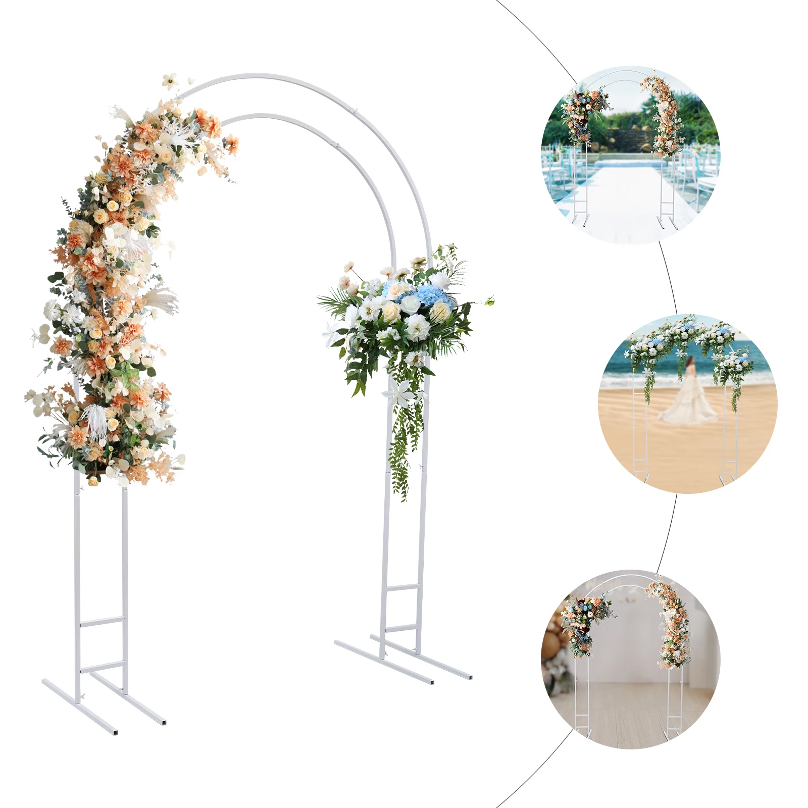 Metal Wedding Arch Balloon Backdrop, Suporte para Decoração de Festa de Casamento, Bridal Garden Yard, Indoor e Outdoor, Ouro e Prata, 7.2ft