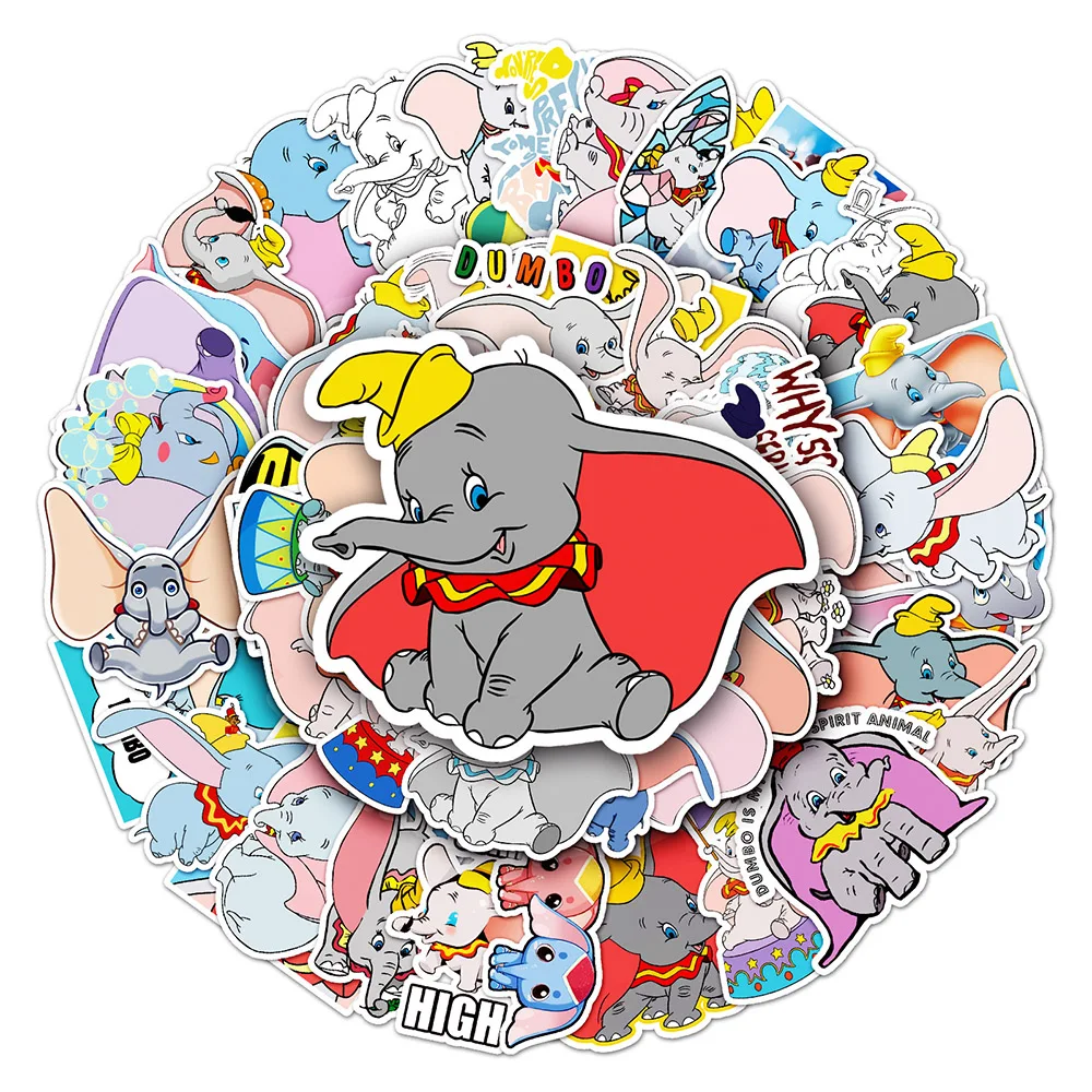 10/30/50pcs Disney Cartoon Dumbo naklejki kalkomanie słodkie Graffiti na laptopa Scrapbooking etui na telefon winylowe wodoodporne dziecko DIY zabawka prezent