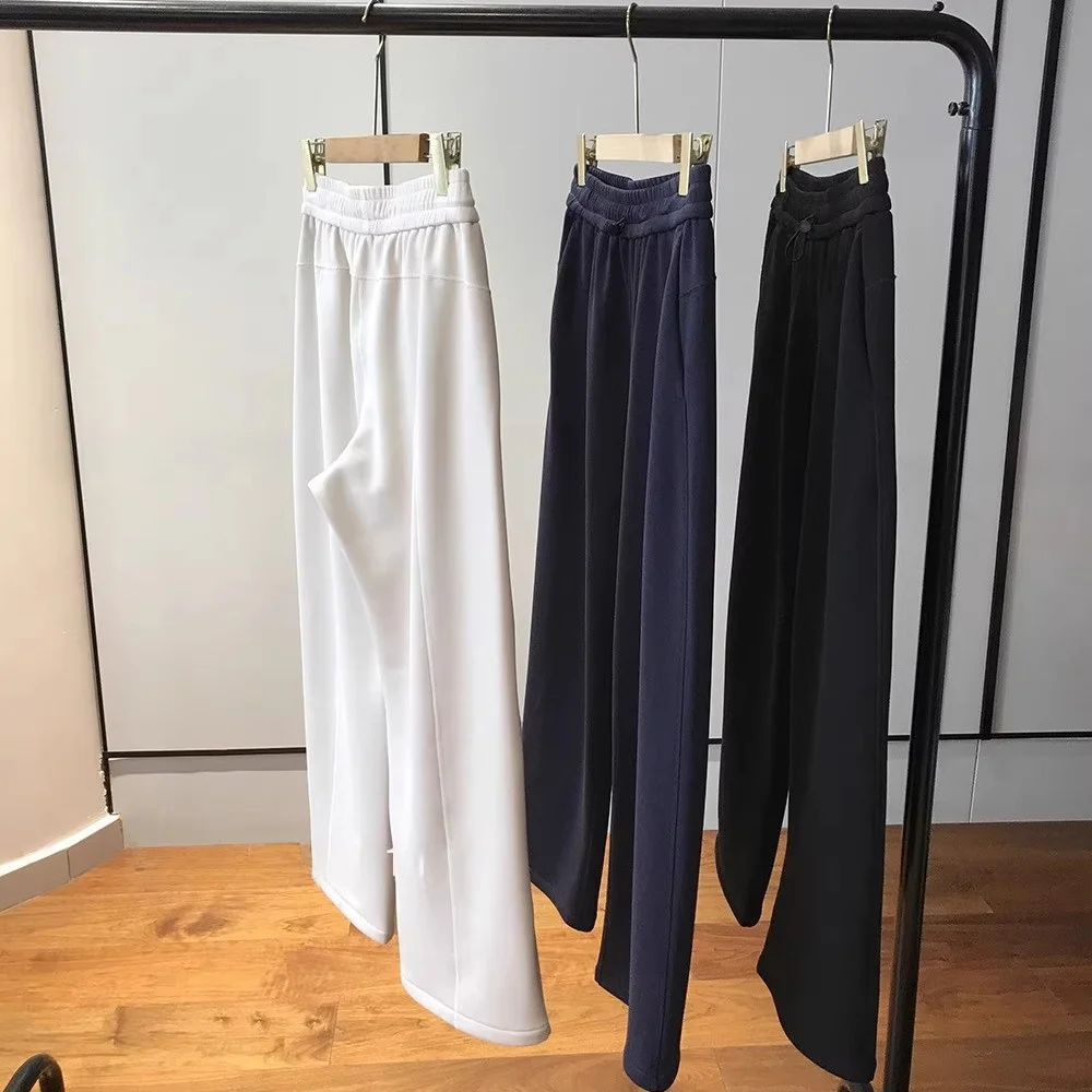 겨울용 티엔드 페이스 요가 팬츠 하이웨이스트 스트레이트 레그 캐주얼 팬츠 슈퍼 슬리밍 효과 여성 캐주얼 스트레이트 팬츠