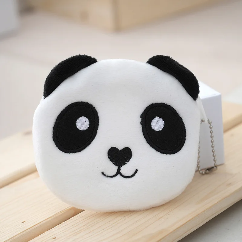 Soft Plush Panda Bear Pig Duck Cartoon Women Coin Purse Mini Cute Zipper Girls Coin Wallet USB Cable Bag Key Wallets Accessor