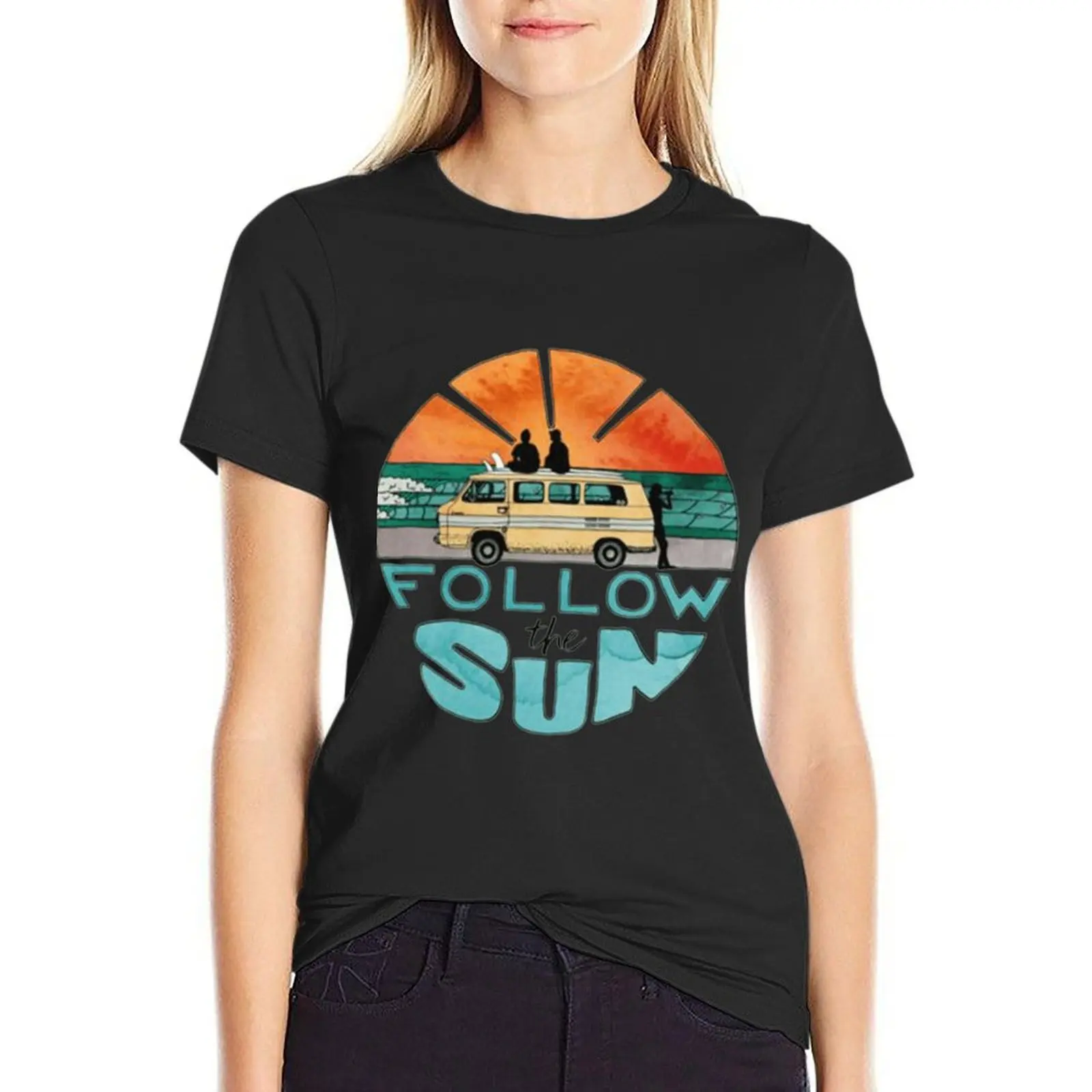 

follow the sun T-Shirt plus size tops Blouse lady clothes Aesthetic clothing tight shirts for Women