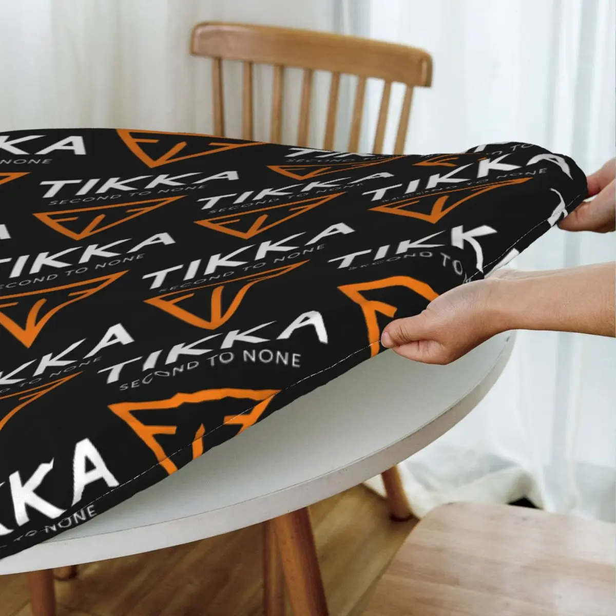 Tikka By Sako Finland Firearms Waterproof Round Tablecloth Oilproof Table Cloth for Kitchen Events Dining Table Cover