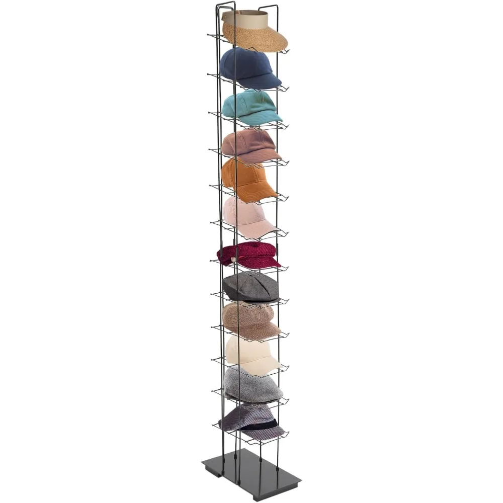 

Metal Hats Rack Freestanding Hat Display Holder Modern Hat Organizer Stand 12-Tier Commercial Hats Display Shelf Tower