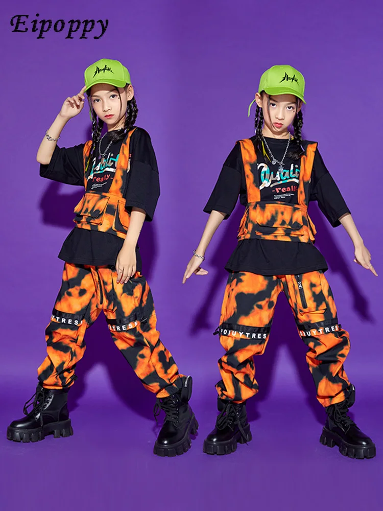 Модный брендовый Детский костюм в стиле хип-хоп для мальчиков, камуфляжная Функциональная сумка для девочек, костюм для джазовых танцев и представлений