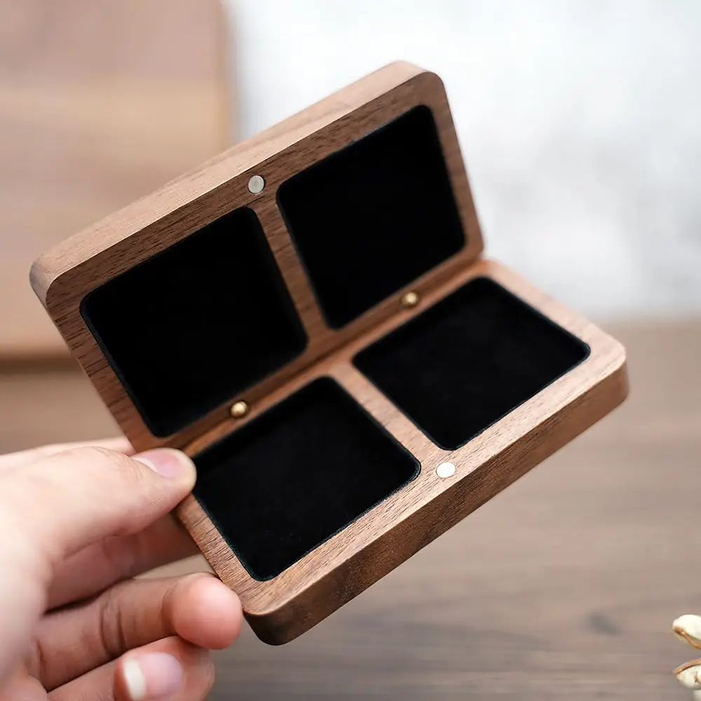 Wooden Jewelry Storage Box Portable Exquisite Wedding Ring Box Convenient Soft Lining Earring Rings Storage Box Home Supply