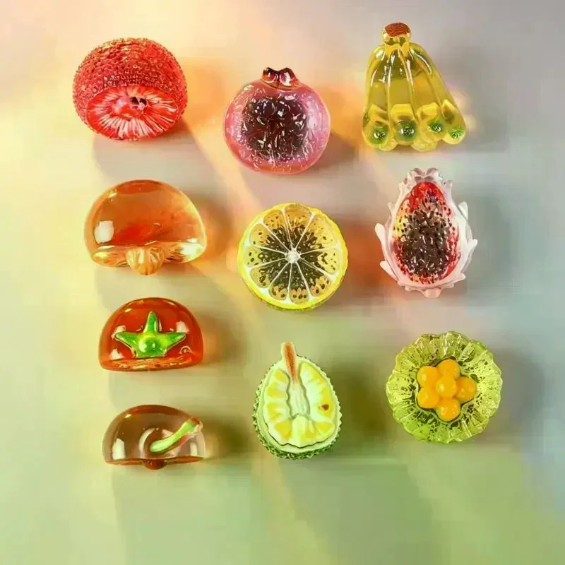 10pcs Transparent Fancy Half Cut Bayberry Lemon Fruit DIY Decoration Accessories Car Desktop Small Ornament