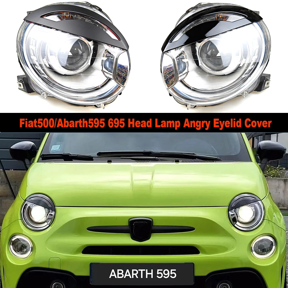 Zupełnie nowy materiał ABS Błyszcząca czarna i matowa czarna osłona klosza Angry Eye do Fiata 500 Abarth 595 695