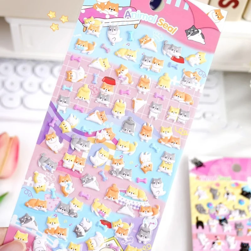 Kawaii Cute Small Foam 3D Decorative Animal Stickers Cartoon DIY Diary Album Sticks Label Notebook Phone Camera Decor Stickers