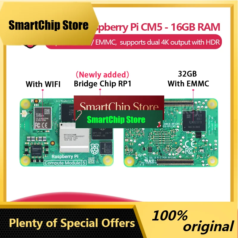 SmCpOriginal Raspberry Pi Compute Module 5 CM5 Module With 16GB RAM, Optional WiFi / EMMC, CM5116064 CM5016016 CM5016032 CM50160