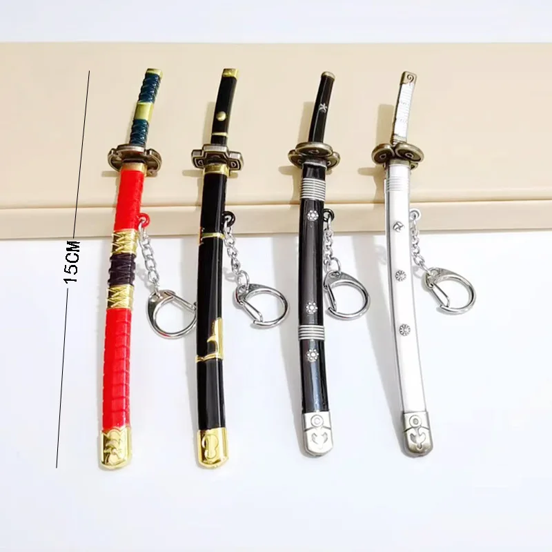 15cm Enma Katana Roronoa Zoro brelok do kluczy z ozdobą Katana klamra oprawka Anime urządzenia peryferyjne miecz symulowane Cosplay szabla zabawka