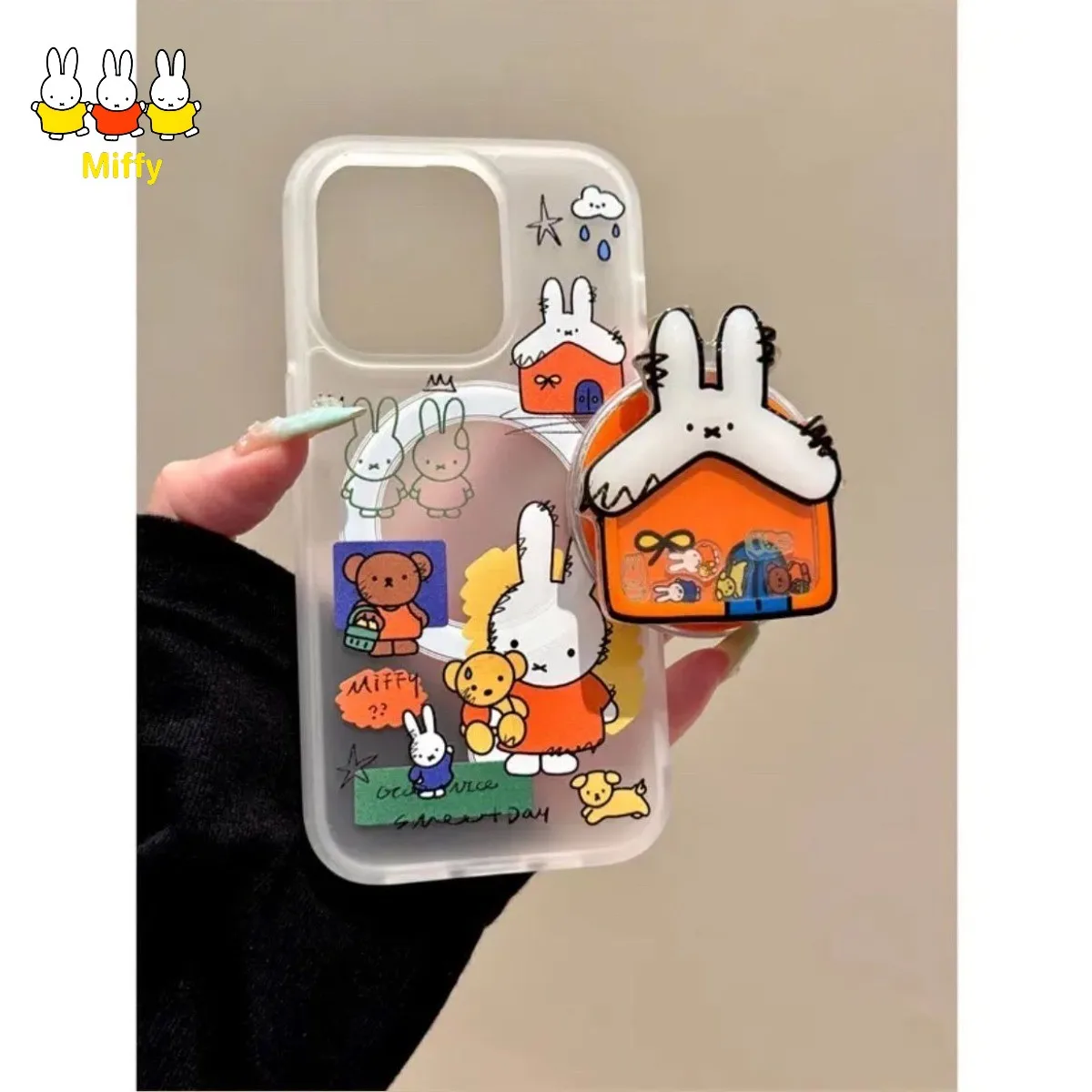 Kawaii Miffy Phone Case Cute Cartoon Miffy House Yoyo Magnetic Suction Stents 16 Promax / 15 Plus / 14/13/12/11 Series