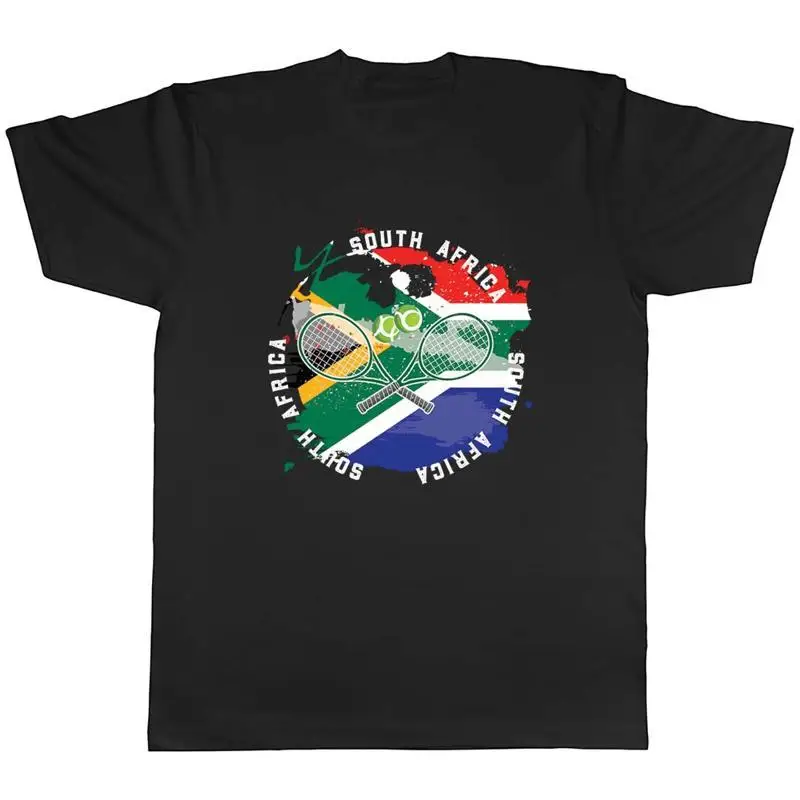 Tennis Sports With South Africa Flag Mens Unisex TShirt Tee Gift
