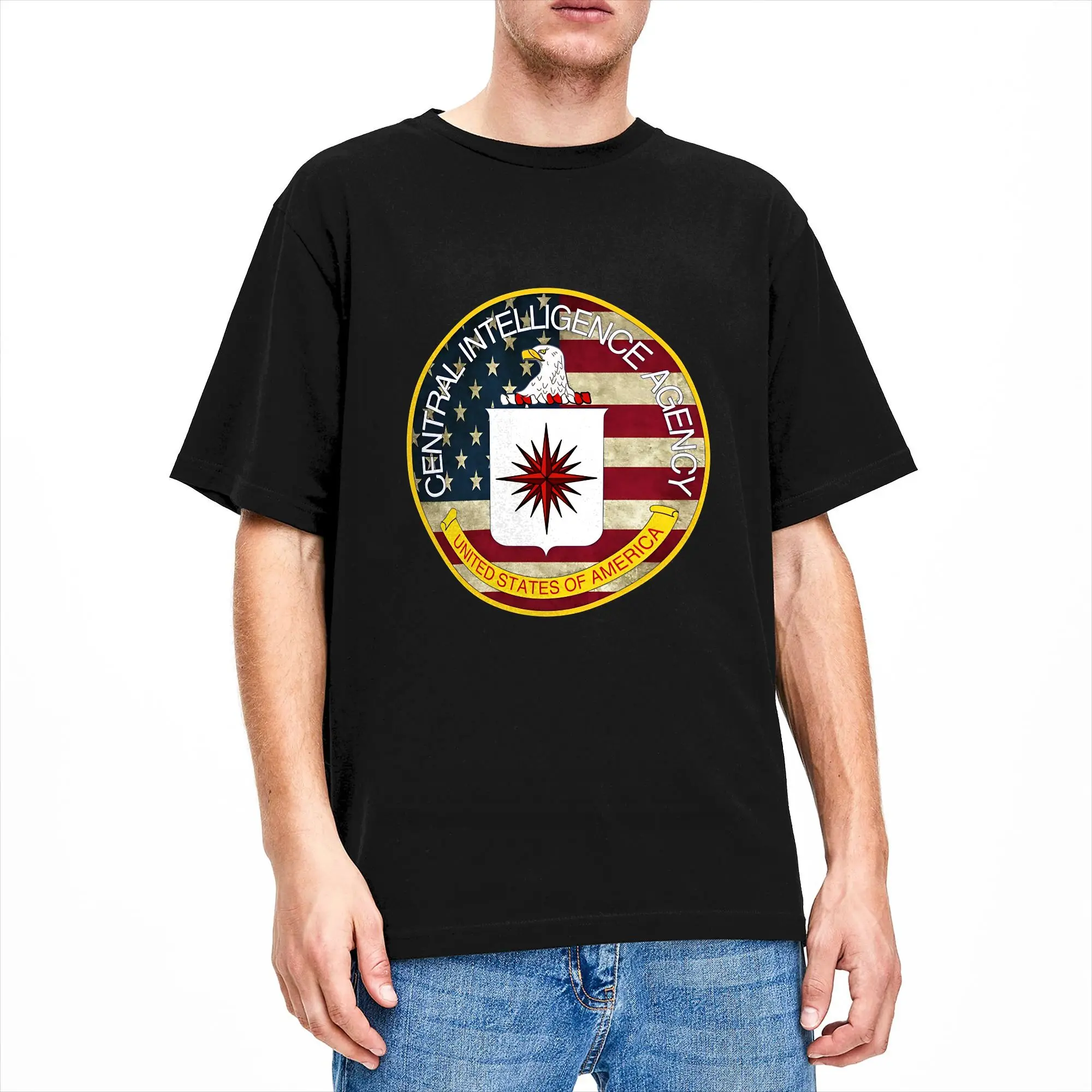 Central Intelligence Agency CIA  T-Shirt Summer  Cotton T Shirts For Men's Harajuku Loose Tshirt Short-Sleeved Vintage Top Tees