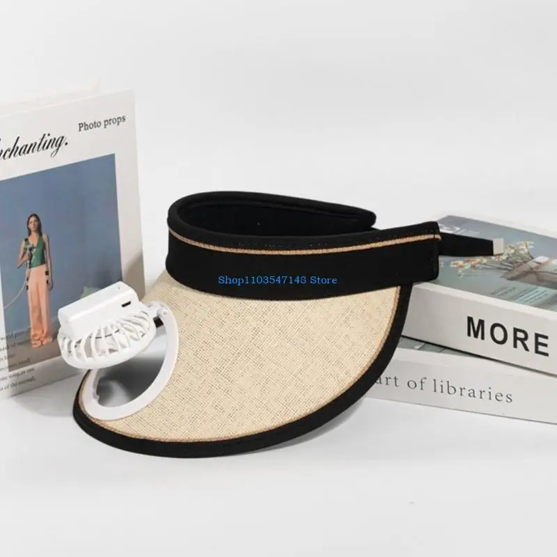 

P88B Breathable Sun Visors with Fan Summer Outdoor Must Have Item Wide Brim Hat